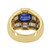Gorgeous 18 Karat Yellow Gold Center Sapphires and Baguettes Dome Ring