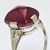 French 1930s Art Deco Sugar Loaf Ruby Diamond 18 Karat White Gold Ring