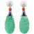 Art Deco Style Jade Coral Pearl Gold Diamonds Blue Enamel Dangle Earrings