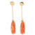 Salmon Natural Coral Carved Long Drop 18 Karat Gold Dangle Deco Intini Earrings