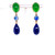 18k Yellow Gold Pendant Earrings with Green Agatha, Blue Sapphire, Lapis Lazulis