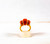 Art Deco Style White Diamond Mediterranean Red Coral Yellow Gold Cocktail Ring