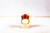Art Deco Style White Diamond Mediterranean Red Coral Yellow Gold Cocktail Ring
