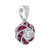 Fleur Rose Round Diamond with Ruby Art Deco Style Pendant in 18K White Gold