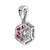 Fleur Rose Round Diamond with Ruby Art Deco Style Pendant in 18K White Gold
