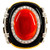 Art Deco Mediterranean Red Coral White Diamond Onyx Yellow Gold Cocktail Ring