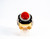 Art Deco Mediterranean Red Coral White Diamond Onyx Yellow Gold Cocktail Ring