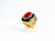 Art Deco Mediterranean Red Coral White Diamond Onyx Yellow Gold Cocktail Ring