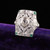Antique Art Deco Platinum Old Cut Pear and Carre Cut Diamond Shield Ring