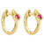 0.10 Carat Ruby Birthstone Huggie Hoop Earrings 14K Yellow Gold, Shlomit Rogel