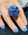 Ceylon Sapphire & Diamond Large Dome Palladium Ring GIA Certified