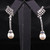 Antique Art Deco Palladium Diamond Sapphire Pearl Drop Earrings
