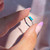 14K White Gold Pave Diamond Turquoise Enamel Rectangle Ring, Shlomit Rogel