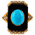 Art Deco Style Turquoise Onyx 0.18 Carat White Diamond Yellow Gold Cocktail Ring