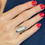 Art Deco Three-Diamond Sapphire Accent Cocktail Ring 18 Karat White Gold