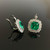 20th Century Colombian Emerald Old Cut Diamond Cluster Earrings Platinum Signed