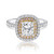 2.10 Carat Double Halo GIA Cert White & Pink Diamonds Ring in 14K White Gold