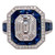 Sapphire and Diamond 18K White Gold Art Deco Vintage Inspired Ring