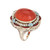 Vintage Art Deco Ring Carnelian Blue Enamel 14k White Gold Filigree