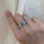 Two Tone Hammered Ring, London Topaz Ring, 14k Bezel Gold with Sterling Silver