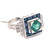 Art Deco Style 1.19 Carat Emerald with Sapphires & Diamonds Ring 18k White Gold