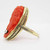 Natural Undyed Coral Cameo 1915 Art Deco 16 Karat Ring