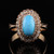 Antique Art Deco 14K Rose Gold Turquoise and Diamond Cocktail Ring