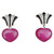 14k Gold Art Deco Style Heart Shape Rubies Diamonds Black Enamel Dangle Earrings