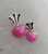 14k Gold Art Deco Style Heart Shape Rubies Diamonds Black Enamel Dangle Earrings