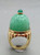 Engraved Burma Jade Cabochon Emerald Cabochon 14 Karat Solid Yellow Gold Ring