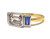 Three Stones Emerald Cut 1.88 Carat Sapphire Engagement Ring in Platinum & Gold