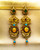 Art Deco Style White Diamond Emerald Ruby Opal Turquoise Yellow Gold Earrings