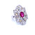 Art Deco Ruby Diamond Platinum Cocktail Ring