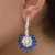 Sutra 18KT White Gold, 14.28CT. Blue Sapphire & 8.52 Carat Diamond Fan Earrings