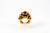 Mediterranean Red Coral 0.47 Carat White Diamond Onyx Yellow Gold Cocktail Ring