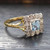 0.30 Carat Square Aquamarine and Diamond Cluster Ring