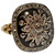 Diamond Burst on Black Enamel 14k Yellow Gold Antique Style Cocktail Ring