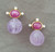 Oval Natural Ruby Cabs Gold Pearls Engraved Amethyst Round Drops Stud Earrings