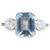 Contemporary 1.20ct Aquamarine and Diamond Three Stone Ring in Platinum