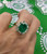 Original Art Deco Columbian Emerald French Cut Diamond Ring