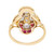 Vintage Old Cut Diamond and Ruby Cluster Dinner/Dress Ring, circa 1930s