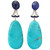 Art Deco Style Turquoise Blue Sapphire Gold Diamond Enamel Flat Drops Earrings