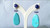 Art Deco Style Turquoise Blue Sapphire Gold Diamond Enamel Flat Drops Earrings