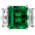 Three-Stone Rectangular Emerald Diamond Platinum Ring