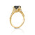 4.2 Carat 14 Karat Yellow Gold Certified Round Black Diamond Engagement Ring
