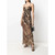 90s Etoile lace dress in shades of brown, gold and bronze with animal print