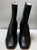 Courreges Black Leather Ankle Boot with Plexi Wedge Heel