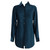 1990s Romeo Gigli Teal Blue Velvet Shirt