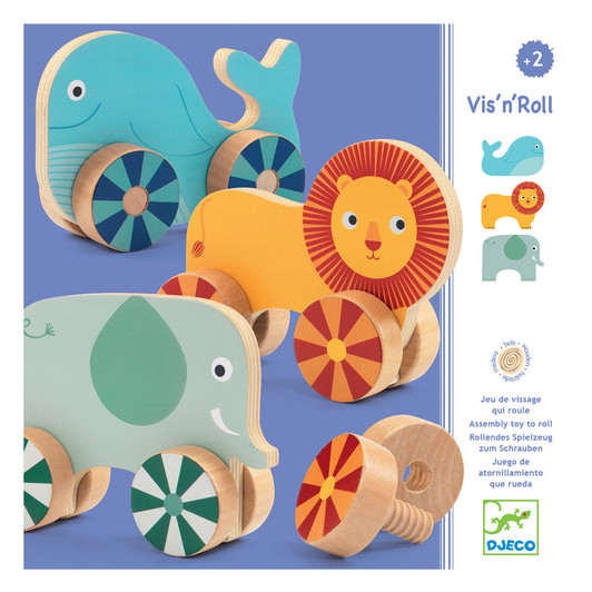 Djeco Ξύλινο εκπαιδευτικό παιχνίδι λεπτής κινητικότητας Βιδώνω ρόδες