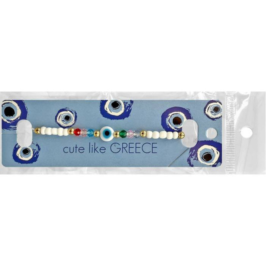 Βραχιόλι λευκό με ματάκι